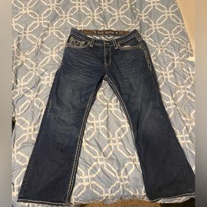 $220 Mens Rock Revival Jeans "Bruno"
Leather Inserts Boot 38 X 31